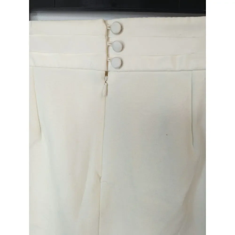 Banana Republic Cream Pleated Mini‎ Skirt Womens 6 Preppy Modest Academia NWT